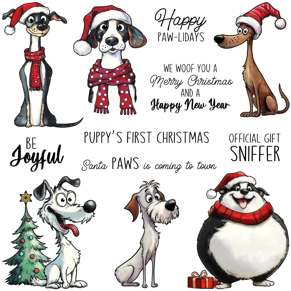 Cute Puppy's First Christmas Transparent Stamps, Dies, Stamp and Die Set (please order items separately)