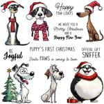 Cute Puppy's First Christmas Transparent Stamps, Dies, Stamp and Die Set (please order items separately)