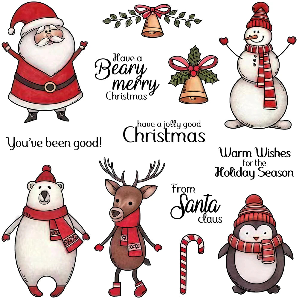 Cute Santa With Friends Transparent Stamps/Dies (please order items separately)