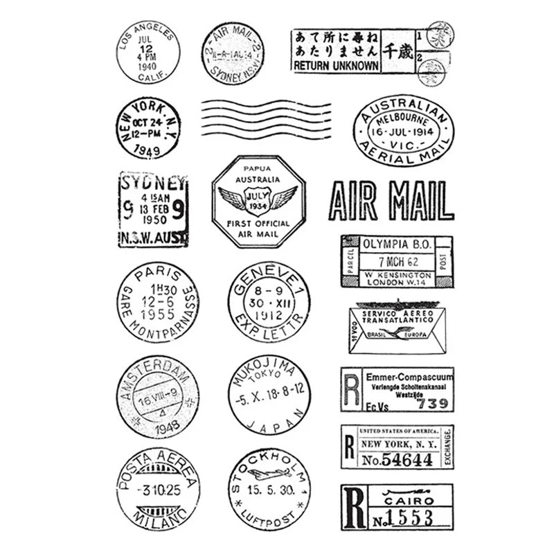 Versatile and Cute Postmarks Transparent Stamps, 17.5 cm x 11.4 cm/6.9 inch x 4.5 inch