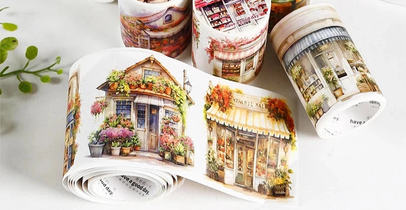 Adorable Vintage-Style Flower Shop Decorative Washi Tape, Various Designs, 60 mm x 2 m