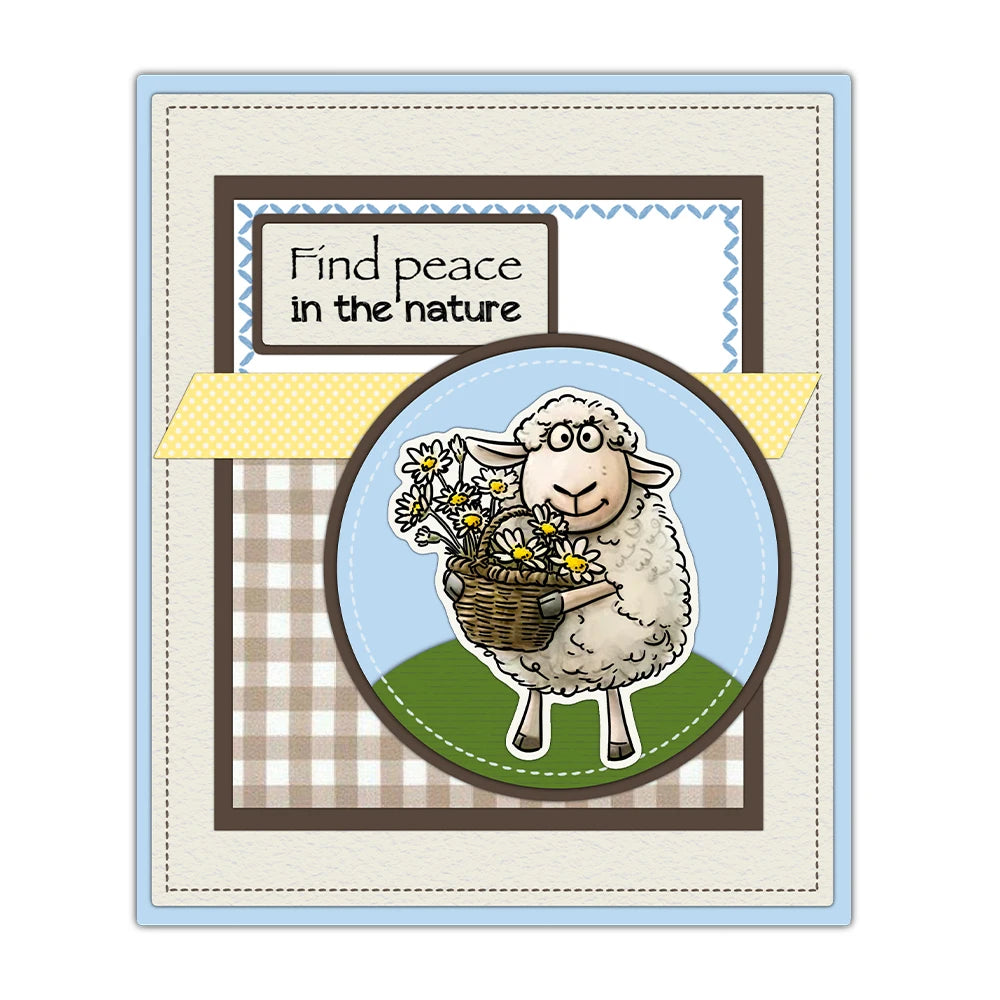 Comical Sheep Sending Love and Peace Transparent Stamps, Dies, Stamp and Die Set (please order items separately)