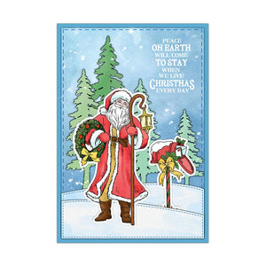 Cute Santa Is Here Transparent Stamps, Dies, Stamp and Die Set (please order items separately)