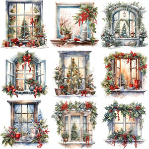 Adorable Christmastime Windows Decorative Stickers, 12 Pieces, 5-8 cm