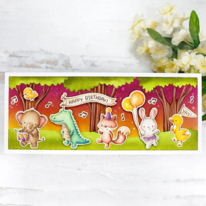 Cute Join the Party Parade Transparent Stamps, Stamp and Die Set, Size on Photo