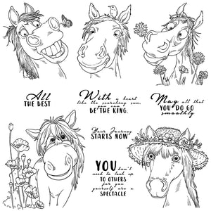 Comical Horse Sending Well Wishes Transparent Stamps