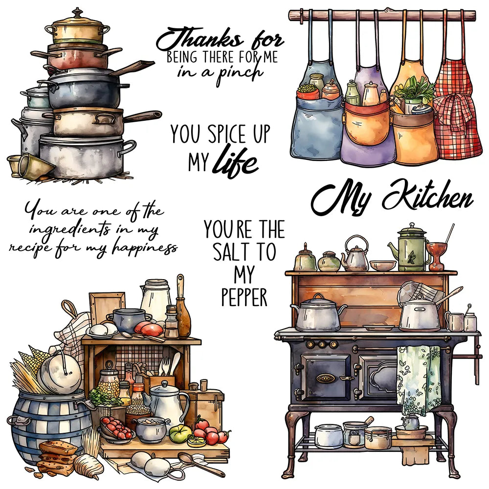 Let's Get Cooking Transparent Stamps, Stamp and Die Set (please order items separately)