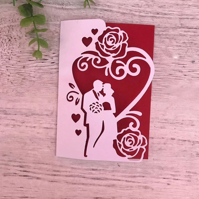 Exquisite Couple/Rose Heart Border Metal Cutting Die, Size on Photo