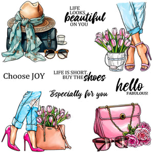 Cute Life is Short Buy the Shoes Transparent Stamps