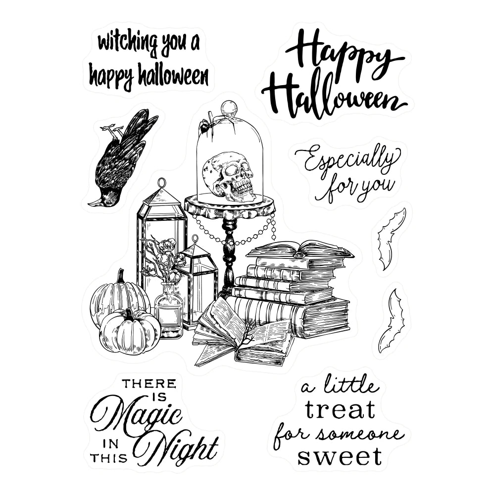 Eerie Halloween Magic Transparent Stamps, Stamp and Die Set (please order items separately)