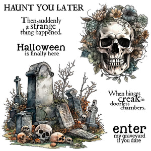 Eerie Halloween Haunt You Later Transparent Stamps, Stamp and Die Set (please order items separately)