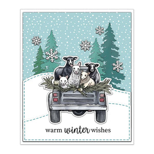 Adorable Winter Animals Sending Warm Wishes Transparent Stamps, Stamp and Die Set (please order items separately)