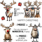 Funny Christmas Reindeer Transparent Stamps, Stamp and Die Set (please order items separately)