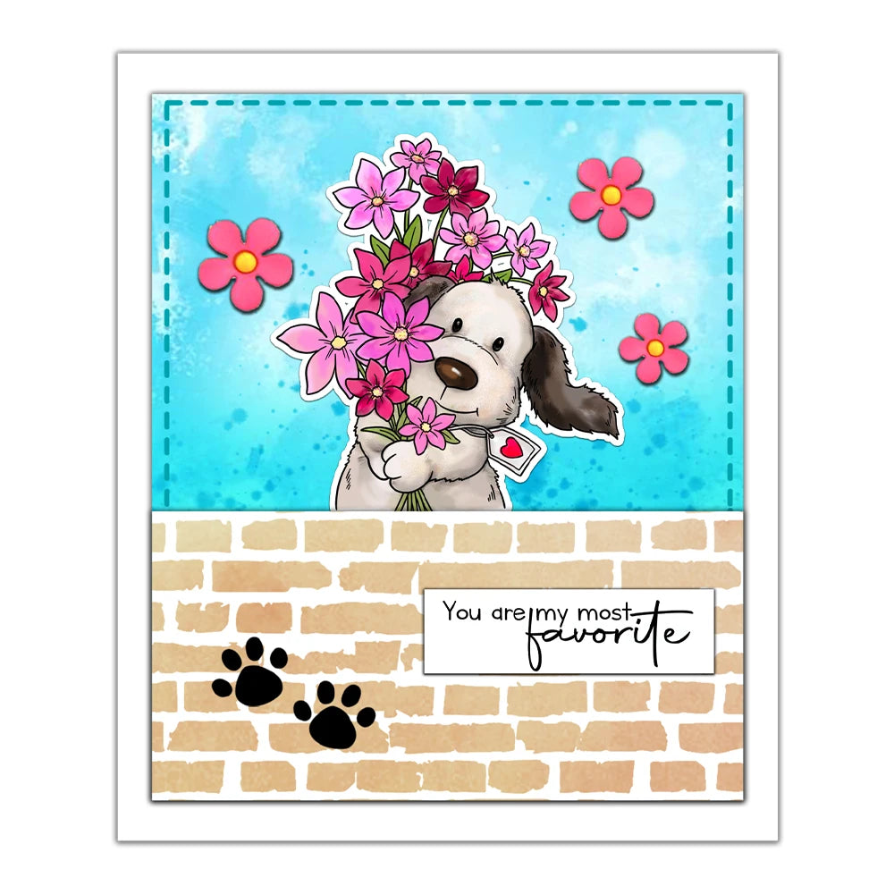 Beautiful Special Doggy Sending Love Transparent Stamps, Stamp and Die Set (please order items separately)