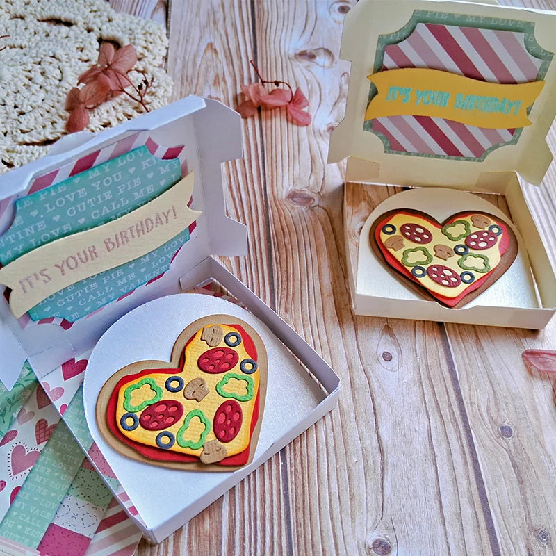 Cute Pizza in a Box Metal Cutting Die, 16.1 cm x 13.8 cm/6.33 in x 5.43 in