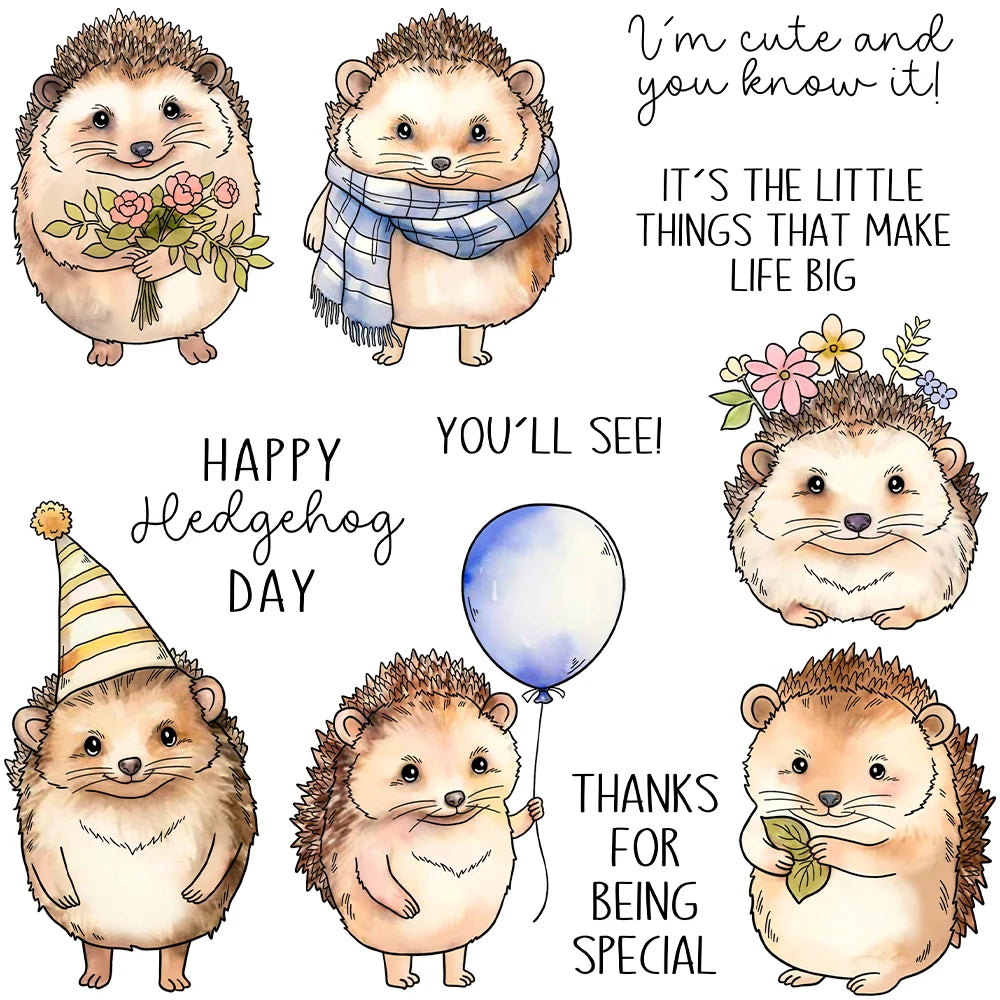 Adorable Hedgehog Sending Lovely Sentiments Transparent Stamps, Stamp and Die Set (please order items separately)