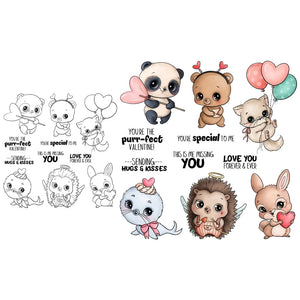 Adorable Love You Forever And Ever With Cute Animals Transparent Stamps