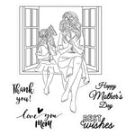 Beautiful Mum And Daughter Celebrating Together Transparent Stamps, Dies, Stamp and Die Set (please order items separately)