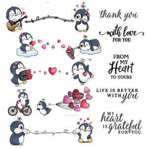 Cute Little Penguins Transparent Stamps, Dies, Stamp and Die Set (please order items separately)