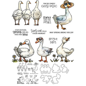 Comical Geese on a Spring Day Outing Transparent Stamps, Dies, Stamp and Die Set (please order items separately)