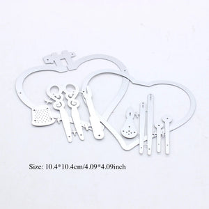 Lovely Embroidery Heart Metal Cutting Die, Size on Photo