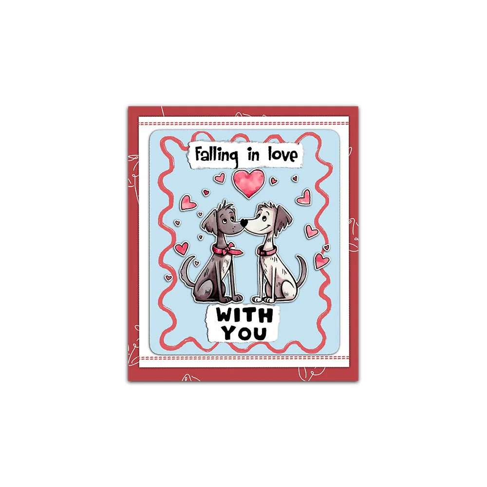 Adorable and Cute Valentine's Lovely Doggies Transparent Stamps, Dies, Stamp and Die Set (please order items separately)