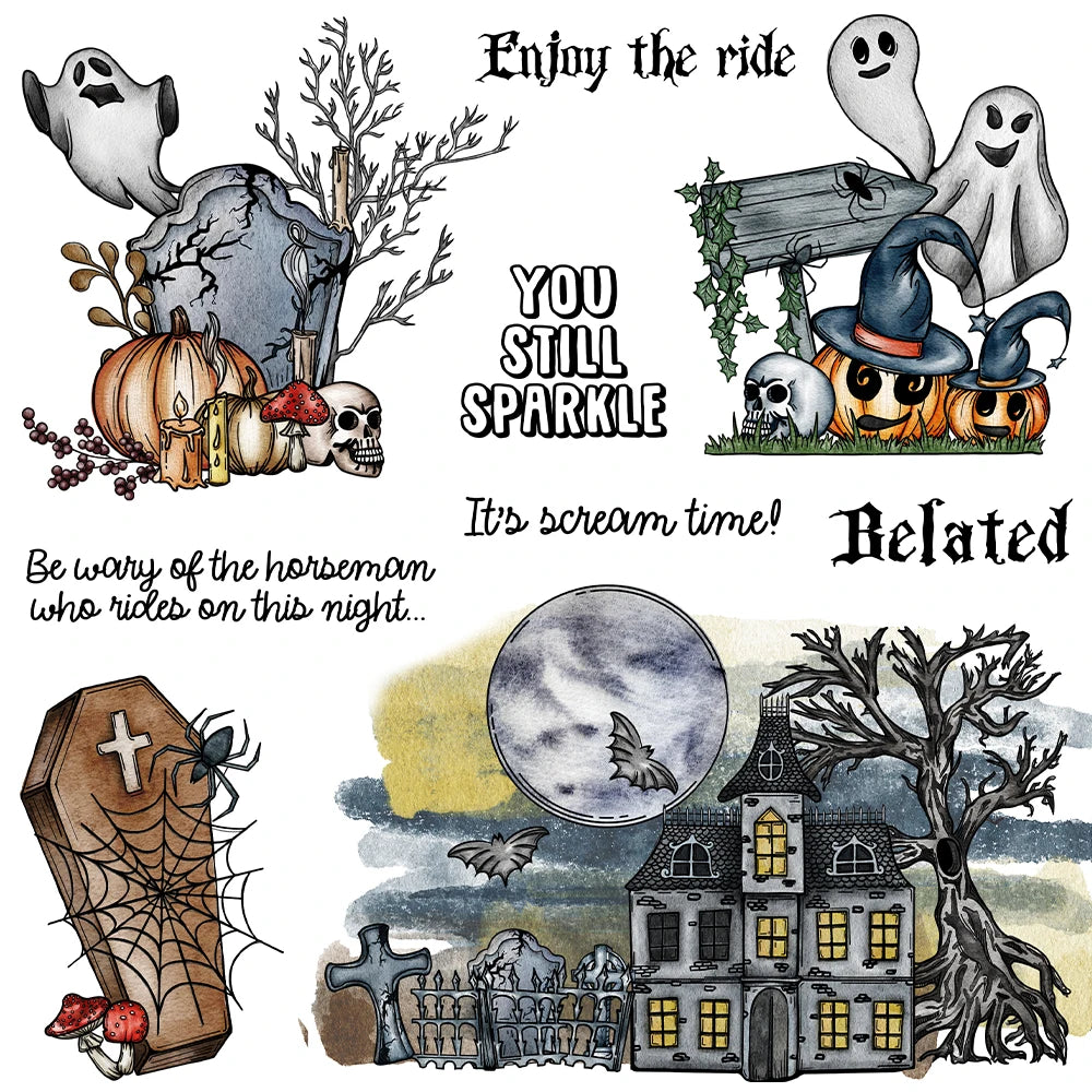 Spooky Halloween Graveyard Transparent Stamps, Stamp and Die Set (please order items separately)