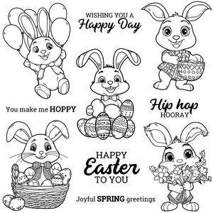 Cute and Funny Bunnies Wishing You A Happy Day Transparent Stamps, Dies, Stamp and Die Set (please order items separately)