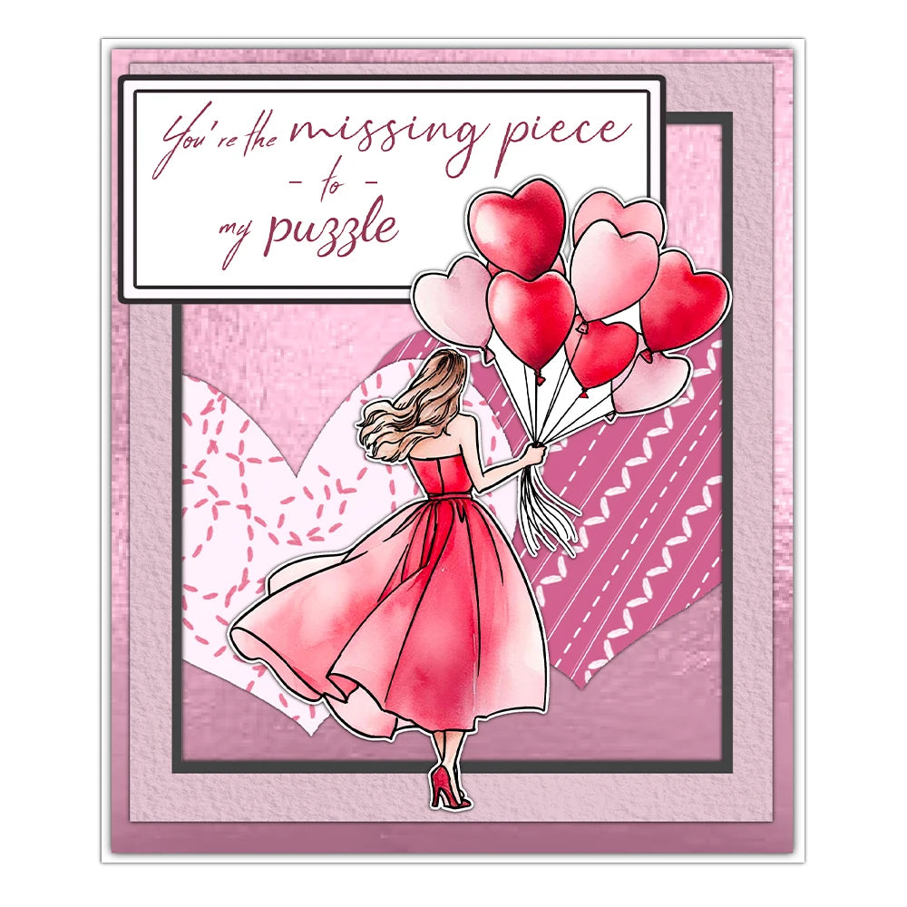 Lovely Valentine's Day Transparent Stamps, Dies, Stamp and Die Set (please order items separately)