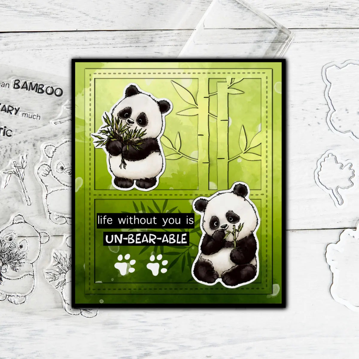 Gorgeous Panda and Bamboo Transparent Stamp/Metal Cutting  Dies (please order separately as required)