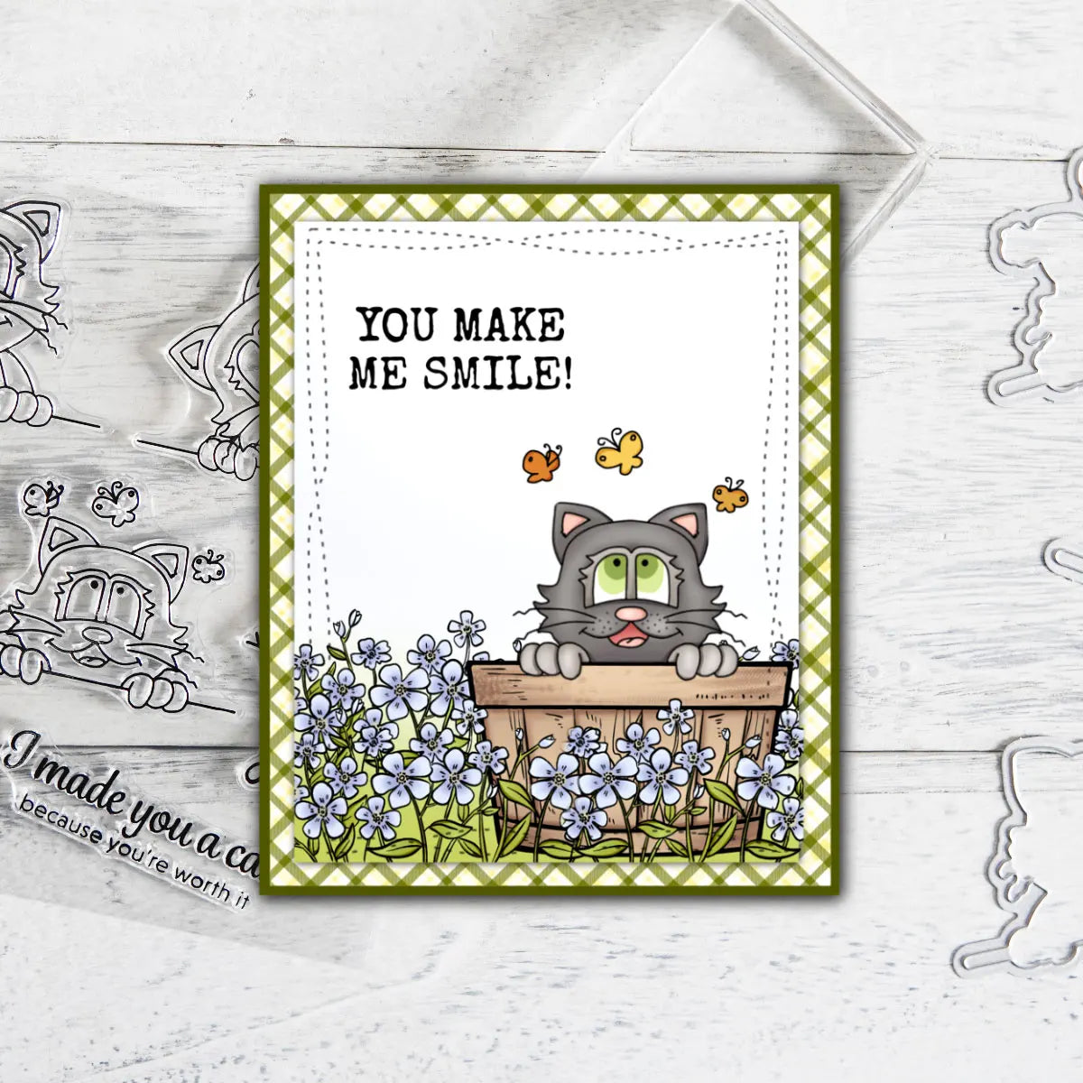 Comical Little Kitty Cat Transparent Stamps, Dies, Stamp and Die Set (please order items separately)