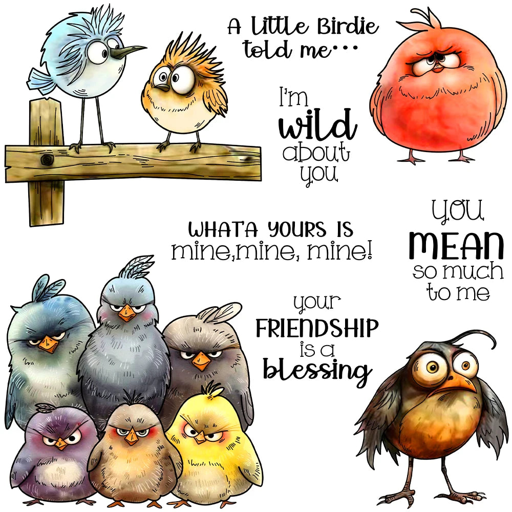 Hilarious I'm Wild About You Birdies Transparent Stamps, Stamp and Die Set (please order items separately)