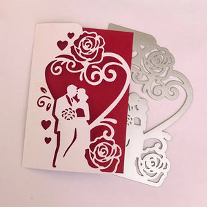 Exquisite Couple/Rose Heart Border Metal Cutting Die, Size on Photo