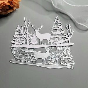 Exquisite Christmas Reindeer And Tree Metal Cutting Die, 6.0 cm x 11.5 cm/2.5 in x 4.52 in