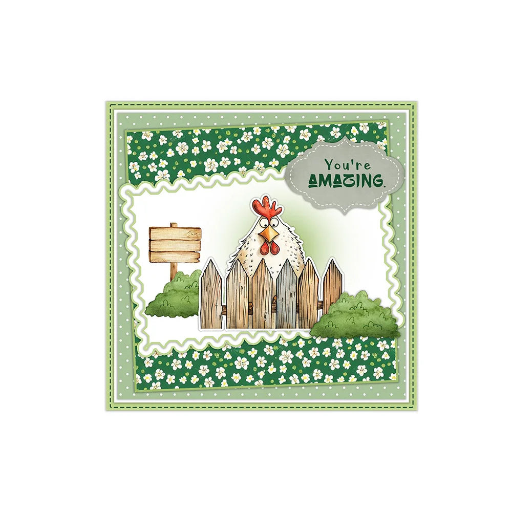 Comical Rooster "Chicken" You Out Transparent Stamps, Dies, Stamp and Die Set (please order items separately)