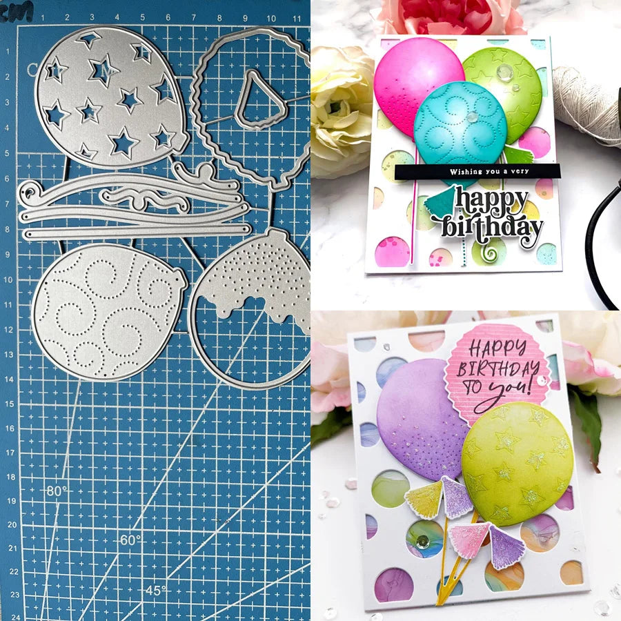 Stunning Birthday Balloons Metal Cutting Dies, Size on Photo