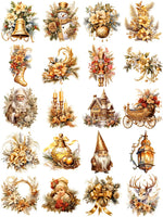 Delightful Vintage-Style Decorative Christmas Stickers, 20 Pieces, 4-5cm