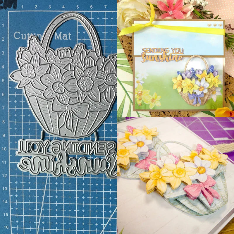 Graceful Spring Daffodils/Sending You Sunshine Metal Cutting Dies, Size on Photo