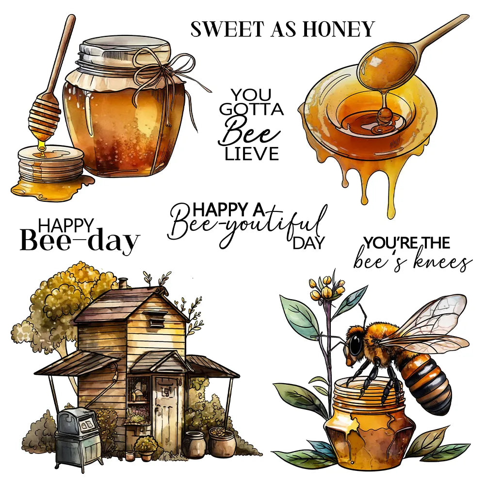 Sweet Honey and Bees Transparent Stamps, Stamp and Die Set (please order items separately)