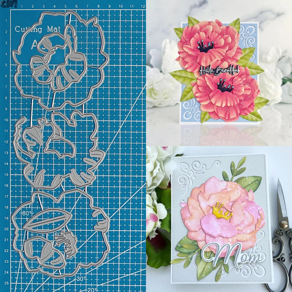 Exquisite and Glorious Blooms Metal Cutting Dies, Size on Photo