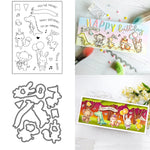 Cute Join the Party Parade Transparent Stamps, Stamp and Die Set, Size on Photo