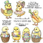 Gorgeous Happy Easter Egg Hunt From Beautiful Chickies Transparent Stamps, Dies, Stamp and Die Set (please order items separately)