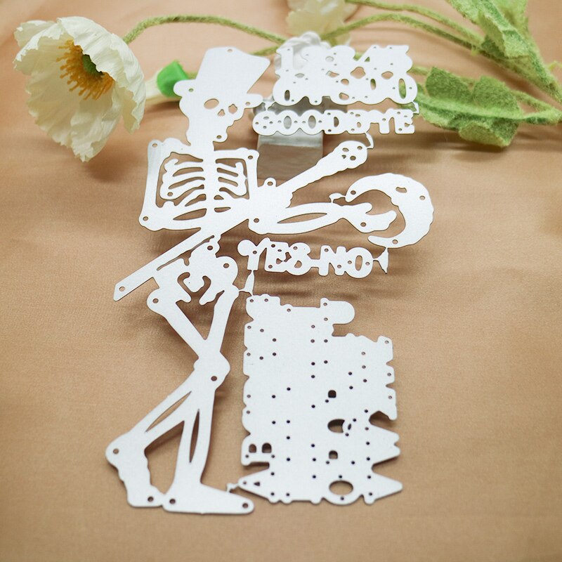 Scary Halloween Skeleton with Words and Numbers Metal Cutting Die, 11.7 cm x 19 cm/4.60 in x 7.48 in