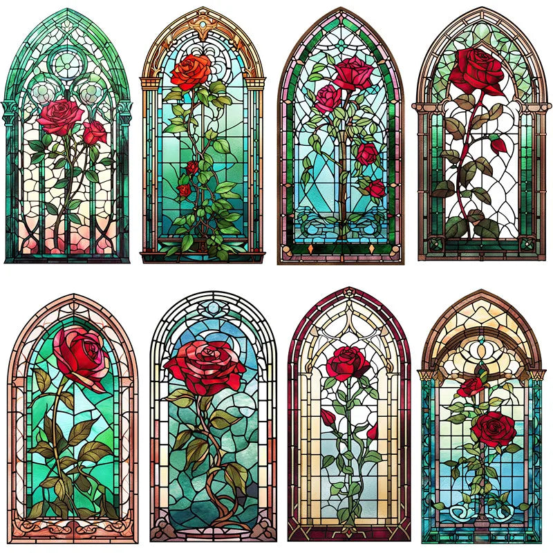 Beautiful Stained Glass Windows Decorative Stickers, 20 Pieces, 3-6 cm