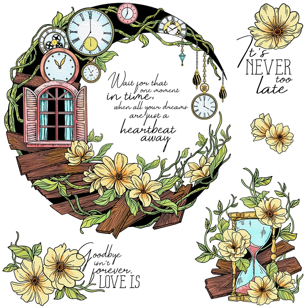 Beautiful Floral Moon Transparent Stamps