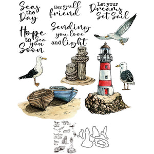 Cute Seagull/Lighthouse Transparent Stamps, Stamp and Die Set (please order items separately)