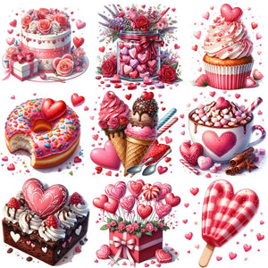 Cute Valentine's Day Desserts Decorative Stickers, 20 Pieces, 4-7 cm