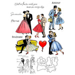 Valentine's Day Lovely Couples Together Transparent Stamps, Dies, Stamp and Die Set (please order items separately)