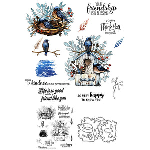 Enchanting Birds of Friendship Transparent Stamps, Dies, Stamp and Die Set (please order items separately)