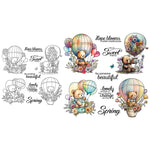 Cute Teddies in Hot Air Balloons Transparent Stamps